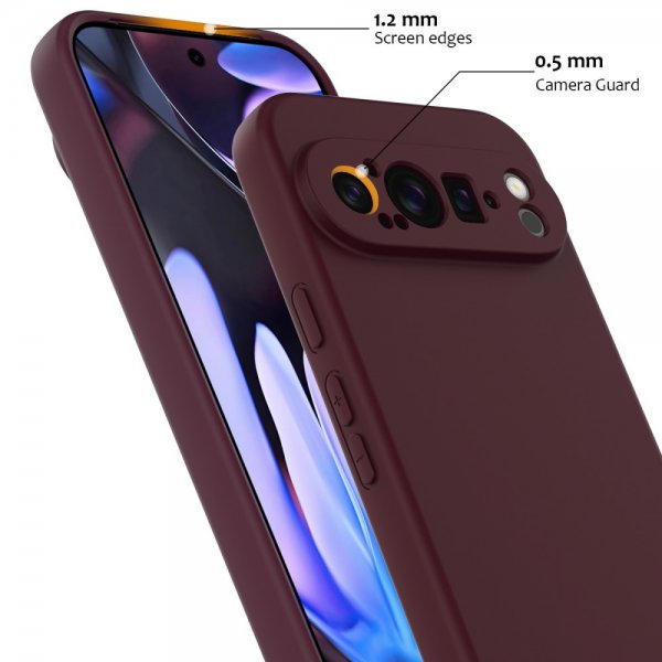 Google Pixel 9 Pro XL Skal med Strap Silikon MagSafe Vinröd