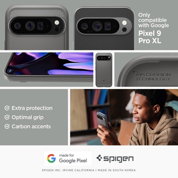 Spigen Google Pixel 9 Pro XL Skal Rugged Armor Marble Gray