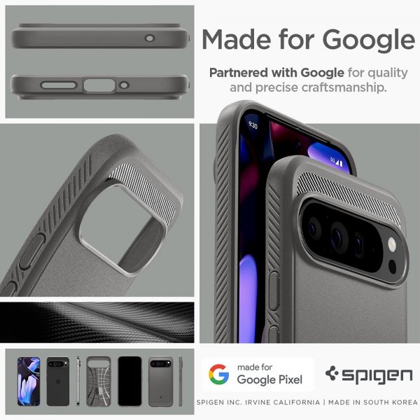 Spigen Google Pixel 9 Pro XL Skal Rugged Armor Marble Gray