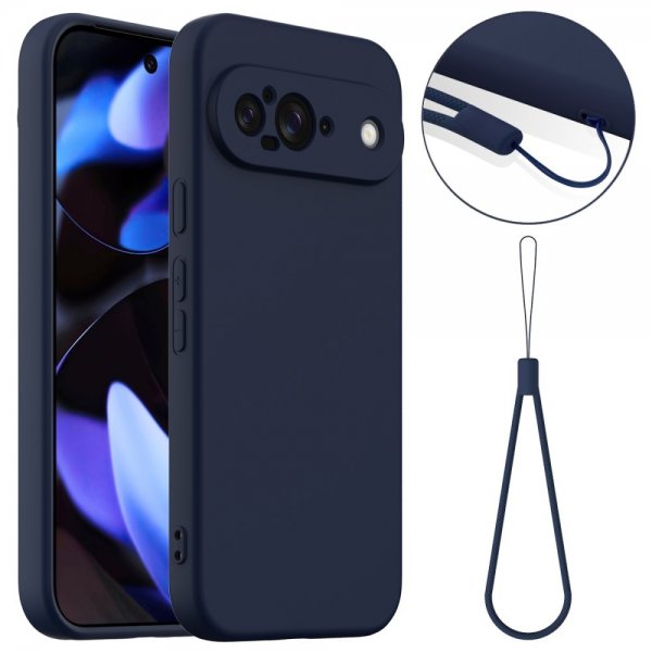 Google Pixel 9 Skal med Strap Silikon MagSafe Mörkblå