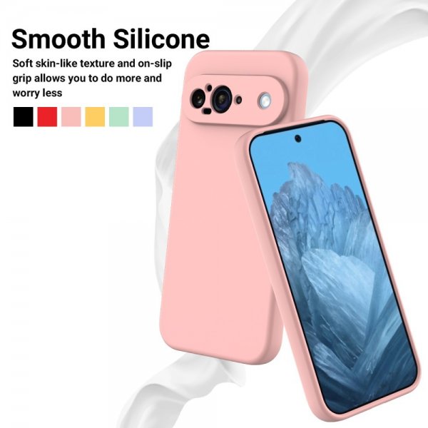 Google Pixel 9 Skal med Strap Silikon Rosa