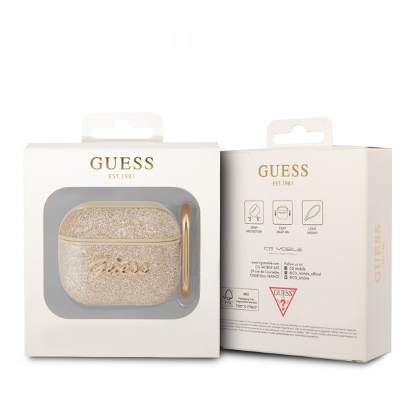 Guess AirPods 3 Skal Glitter Flakes Guld