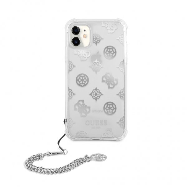 Guess iPhone 11 Skal Chain Peony Silver