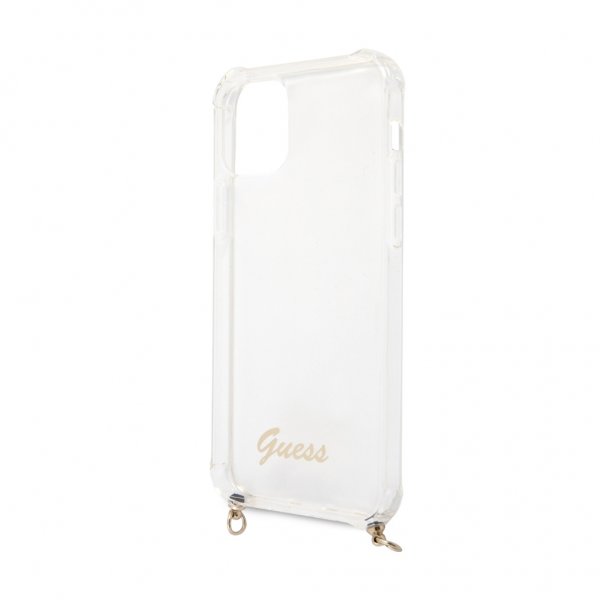 Guess iPhone 12 Pro Max Skal Chain & Script Guld Klar