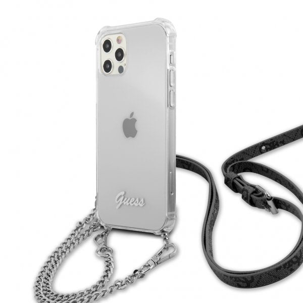 Guess iPhone 12 Pro Max Skal Chain & Script Silver Klar