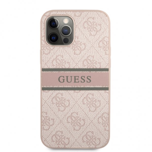 Guess iPhone 12/iPhone 12 Pro Skal Printed Stripe Rosa