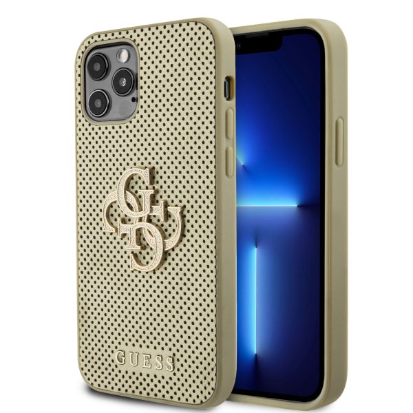 Guess iPhone 12/iPhone 12 Pro Skal Perforated Glitter Guld