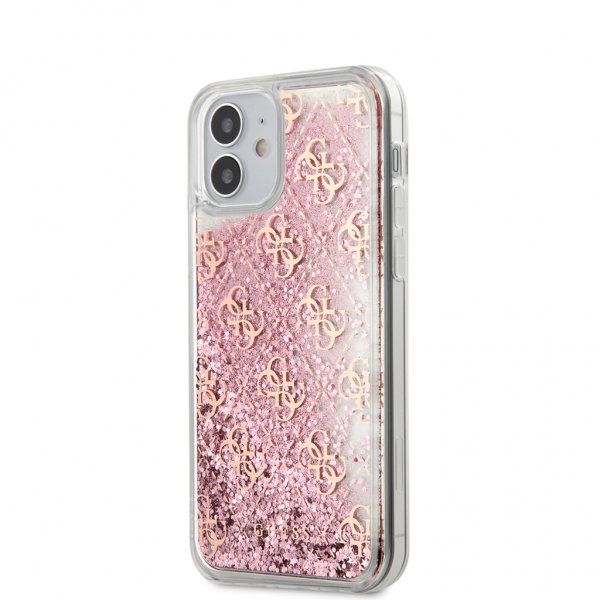 Guess iPhone 12 Mini Skal Liquid Glitter Rosa