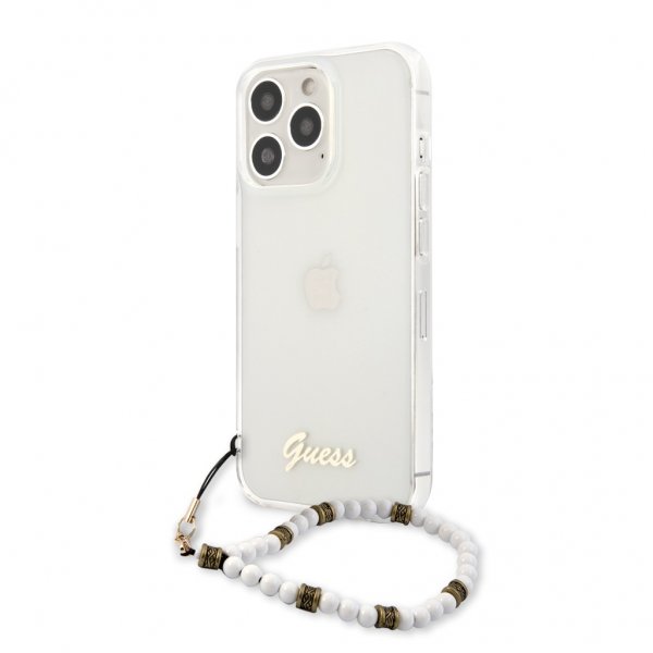 Guess iPhone 13 Pro Skal Pearl Handle Script Logo Vit