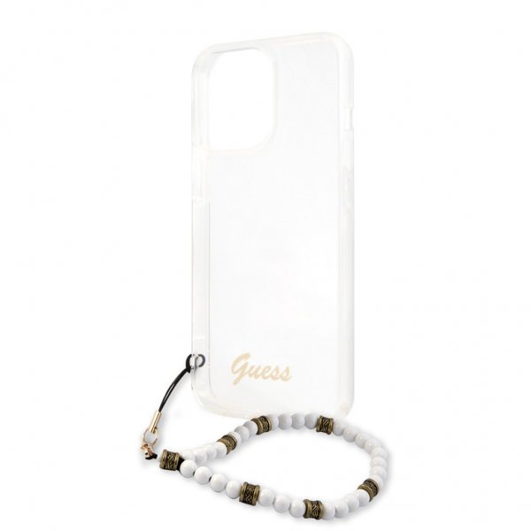 Guess iPhone 13 Pro Skal Pearl Handle Script Logo Vit