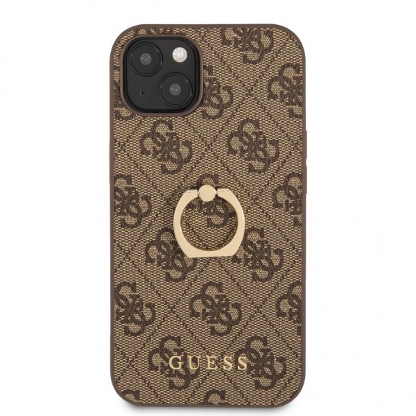 Guess iPhone 13 Skal Ring Stand Brun