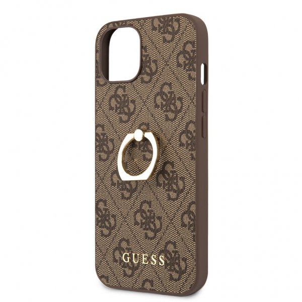 Guess iPhone 13 Skal Ring Stand Brun