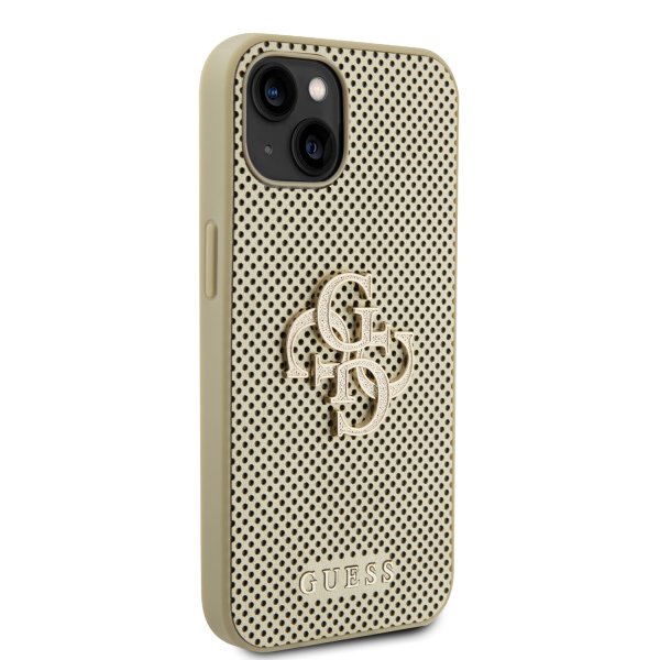 Guess iPhone 13 Skal Perforated Glitter Guld