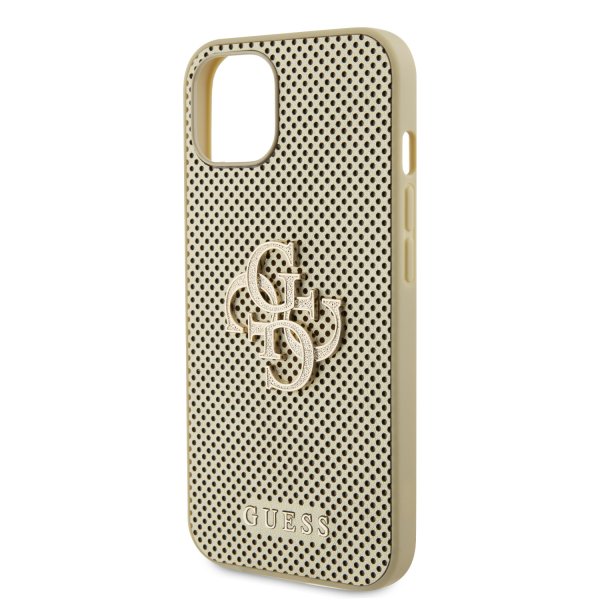 Guess iPhone 13 Skal Perforated Glitter Guld
