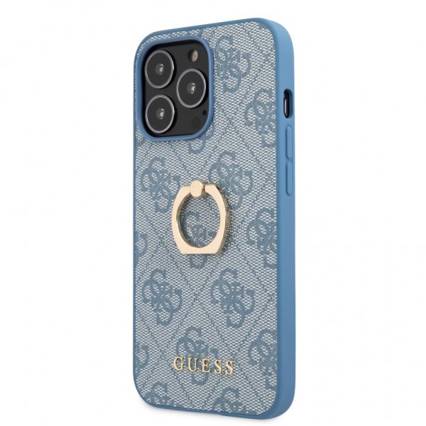 Guess iPhone 13 Pro Max Skal Ring Stand Blå