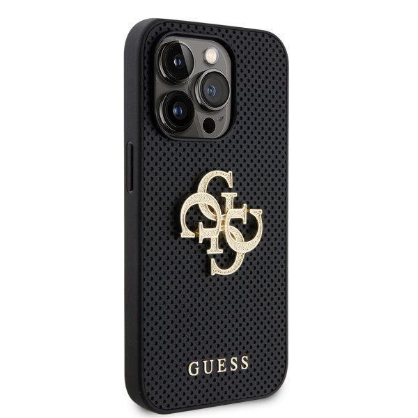 Guess iPhone 15 Pro Skal Perforated Glitter Svart