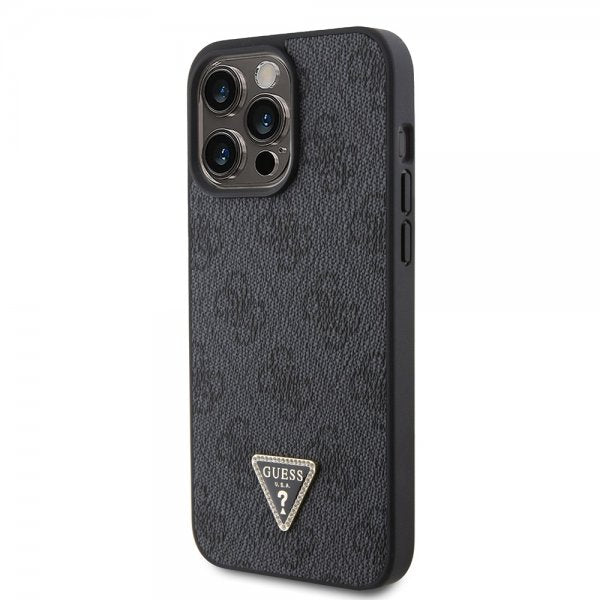 Guess iPhone 15 Pro Max Skal 4G Metal Triangle Strass Svart
