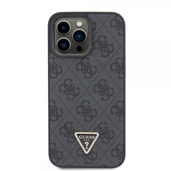 Guess iPhone 15 Pro Max Skal 4G Metal Triangle Strass Svart