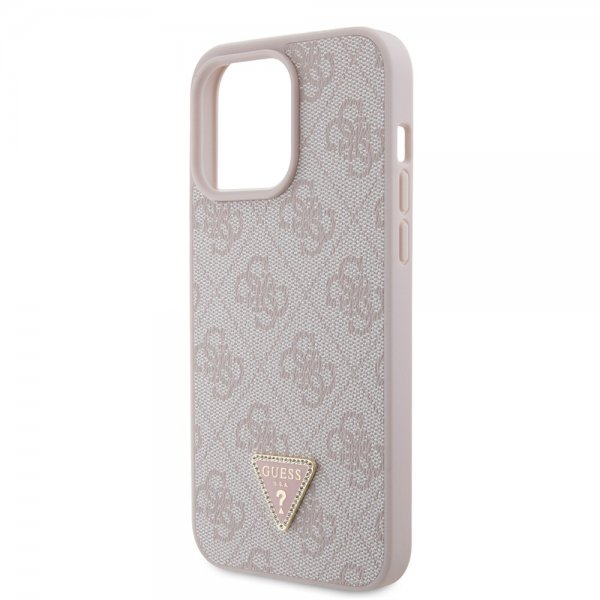 Guess iPhone 15 Pro Max Skal 4G Metal Triangle Strass Rosa