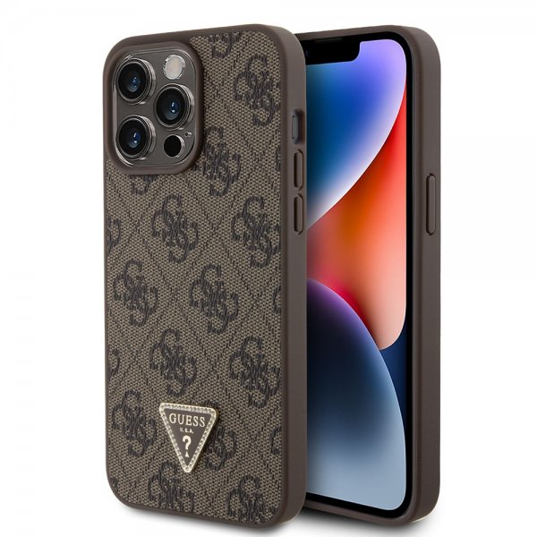 Guess iPhone 15 Pro Max Skal 4G Metal Triangle Strass Brun