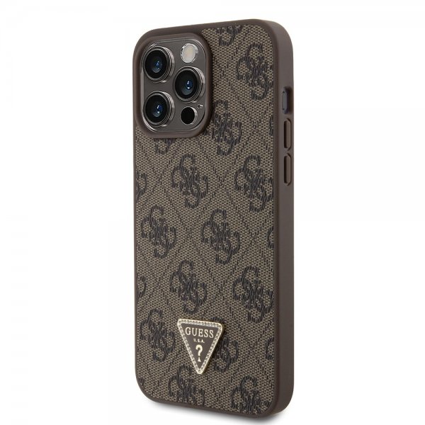 Guess iPhone 15 Pro Max Skal 4G Metal Triangle Strass Brun