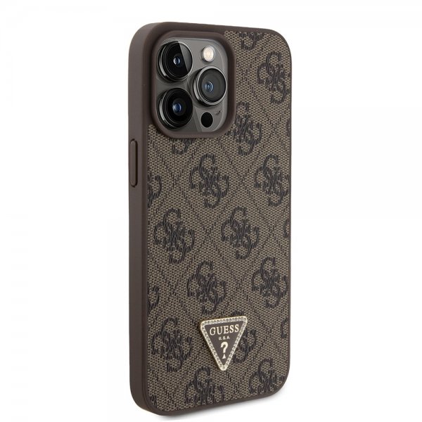 Guess iPhone 15 Pro Max Skal 4G Metal Triangle Strass Brun