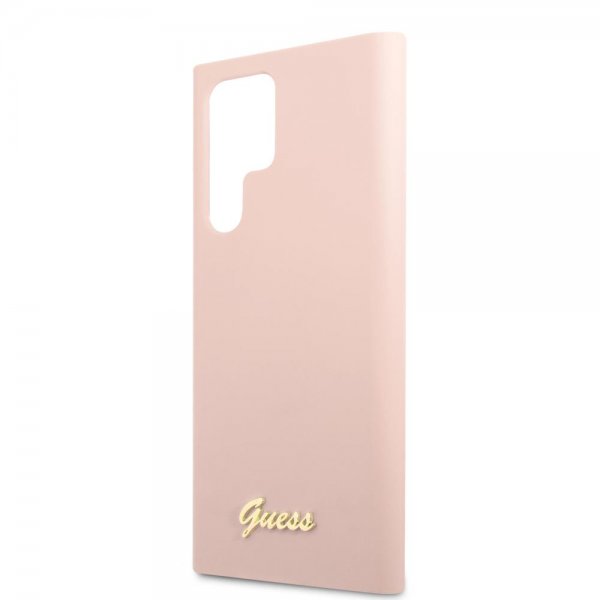 Guess Samsung Galaxy S22 Ultra Skal Script Metal Logo Pale Pink