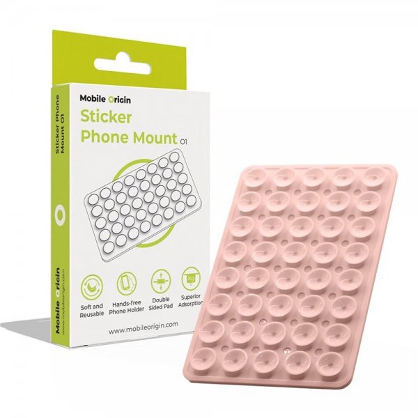 Mobile Origin Hållare Sticker Phone Mount Ljusrosa