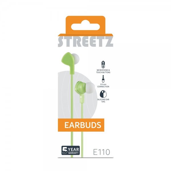 Streetz Hörlurar E110 Earbuds 3.5mm Grön