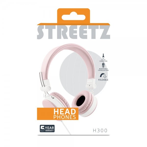 Streetz Hörlurar H300 Headphones 3.5mm Rosa