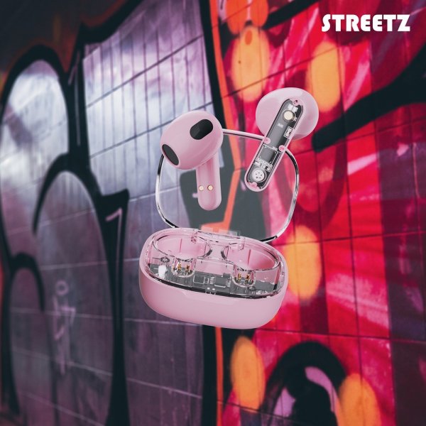 Streetz Hörlurar T150 Transparent True Wireless Earbuds Rosa