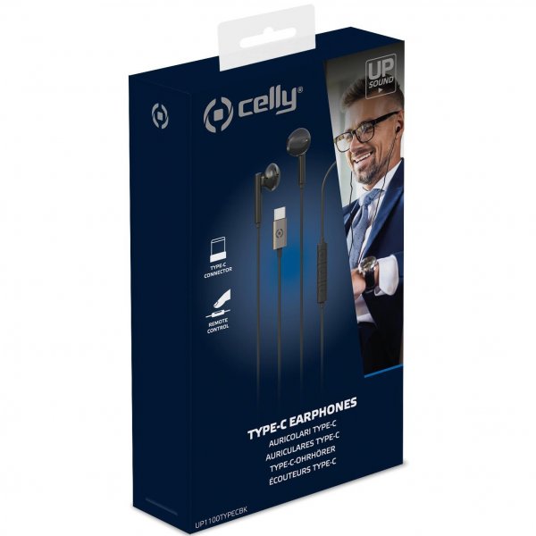 Celly Hörlurar UP1100 USB-C Svart