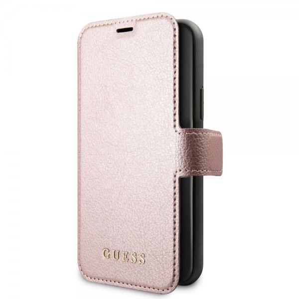 Guess iPhone 11 Fodral Lädertextur Roseguld