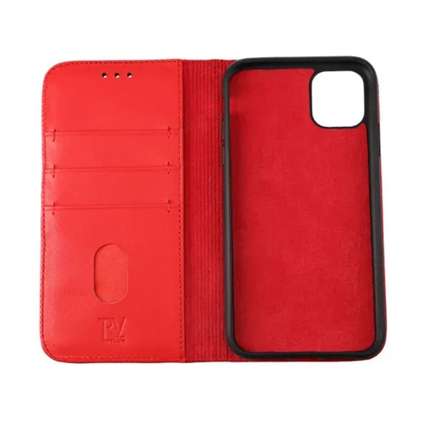 Rvelon iPhone 11 Fodral Äkta Läder Röd