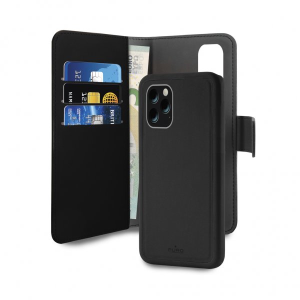 Puro iPhone 11 Pro Fodral Wallet Detachable 2 in 1 Svart