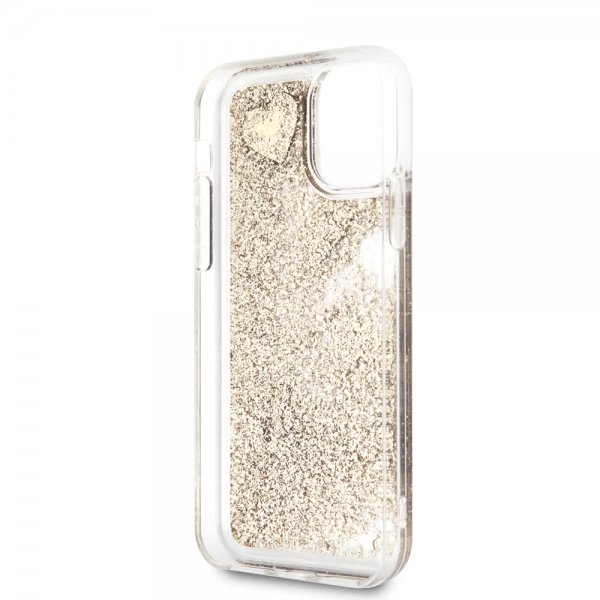 Guess iPhone 11 Pro Max Skal Glitter Hearts Guld