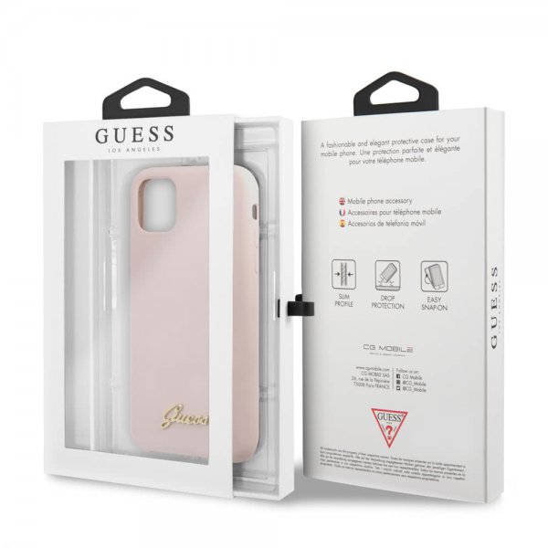 Guess iPhone 11 Pro Max Skal Silicone Cover Vintage Rosa