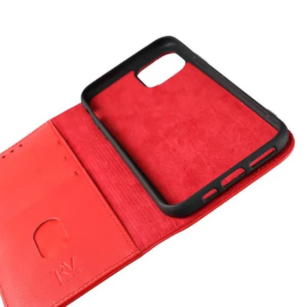 Rvelon iPhone 11 Pro Fodral Äkta Läder Röd