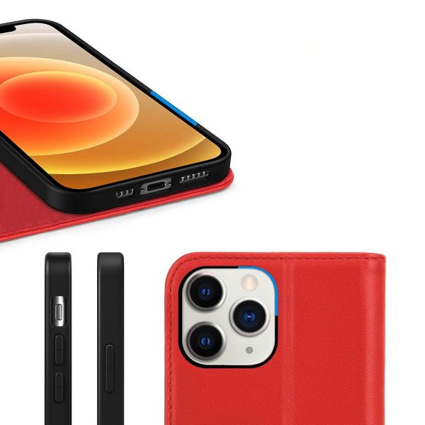 Rvelon iPhone 11 Pro Fodral Äkta Läder Röd