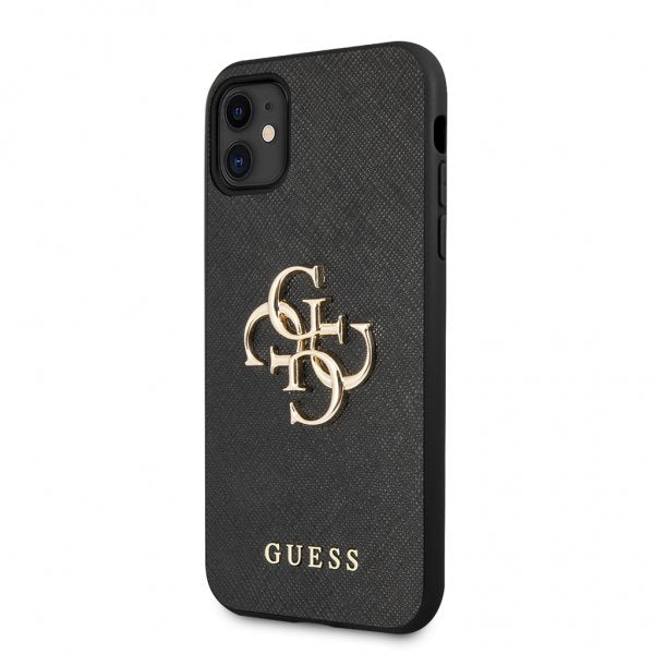 Guess iPhone 11 Skal 4G Logo Saffiano Svart
