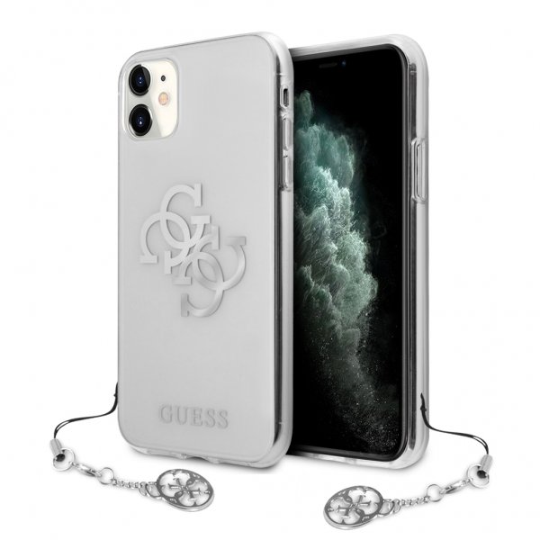 Guess iPhone 11 Skal 4G Logo Silver Klar