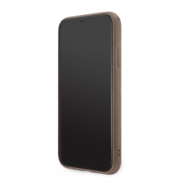 Guess iPhone 11 Skal Double Cardslot Metal Triangle Brun