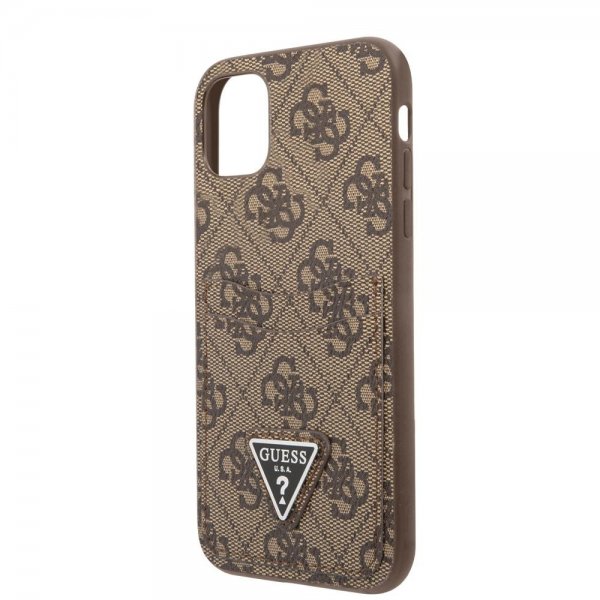Guess iPhone 11 Skal Double Cardslot Metal Triangle Brun