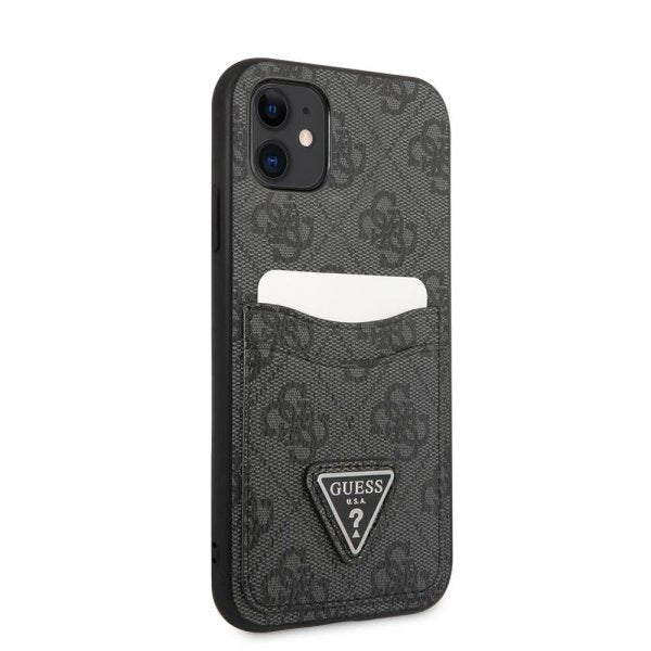 Guess iPhone 11 Skal Double Cardslot Metal Triangle Svart