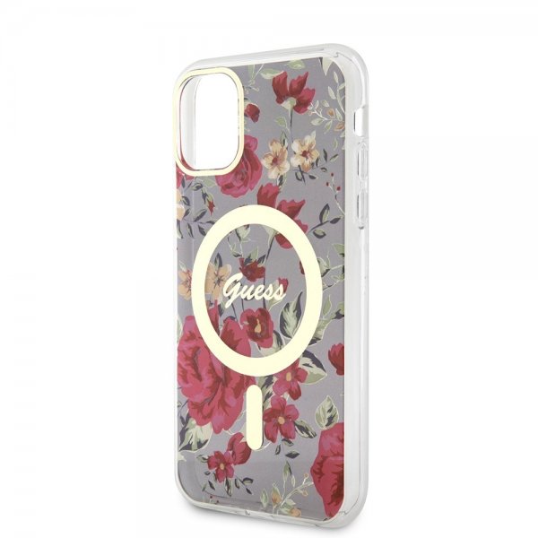 Guess iPhone 11 Skal Flower MagSafe Kaki