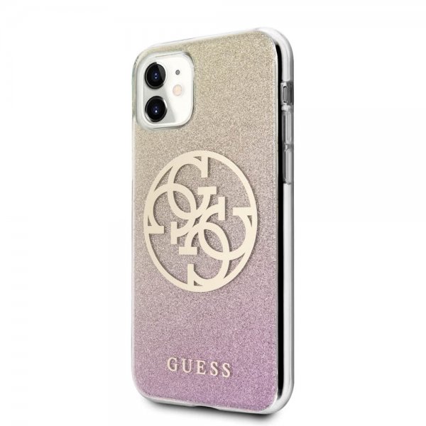 Guess iPhone 11 Skal Glitter Circle Roseguld