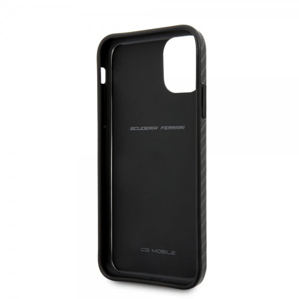 Ferrari iPhone 11 Skal Kolfibertextur Gul Logo Svart