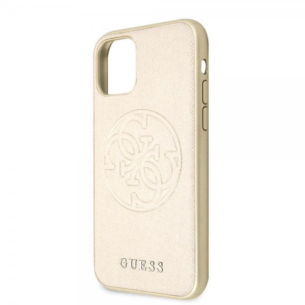 Guess iPhone 11 Skal Saffiano Cover Guld