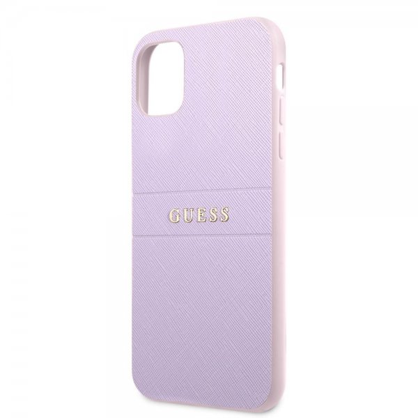 Guess iPhone 11 Skal Saffiano Metal Logo Lila