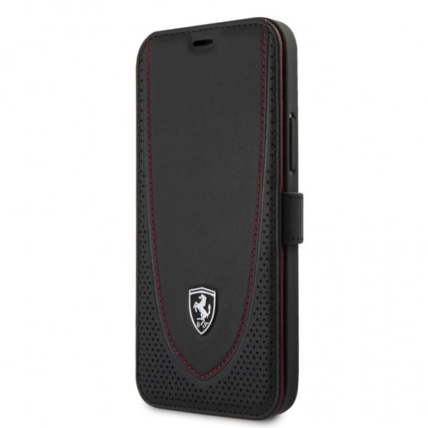 Ferrari iPhone 12/iPhone 12 Pro Fodral Logo Perforerad Svart
